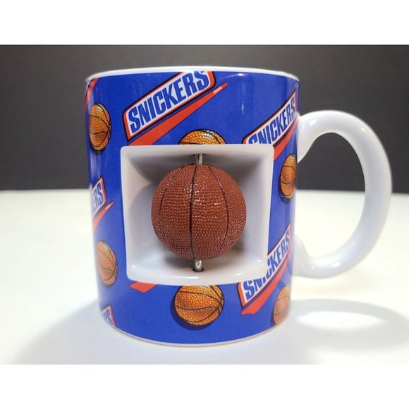 Snickers Candy Bar Coffee Mug With Rotating Basketball CUP BY GALERIE 4" , 12 OZ - Picture 2 of 7